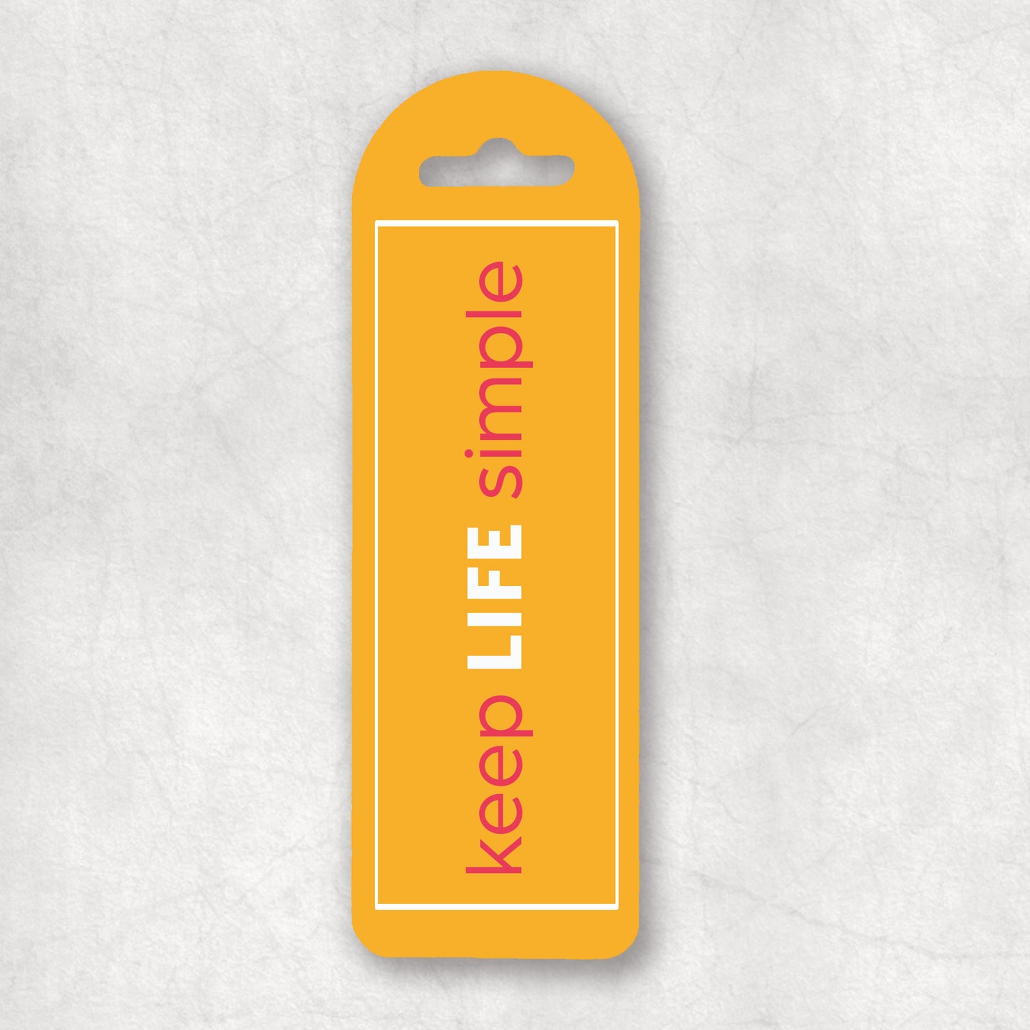 Inspiring bookmark with 'Keep life simple' text, the perfect gift for any occasion.