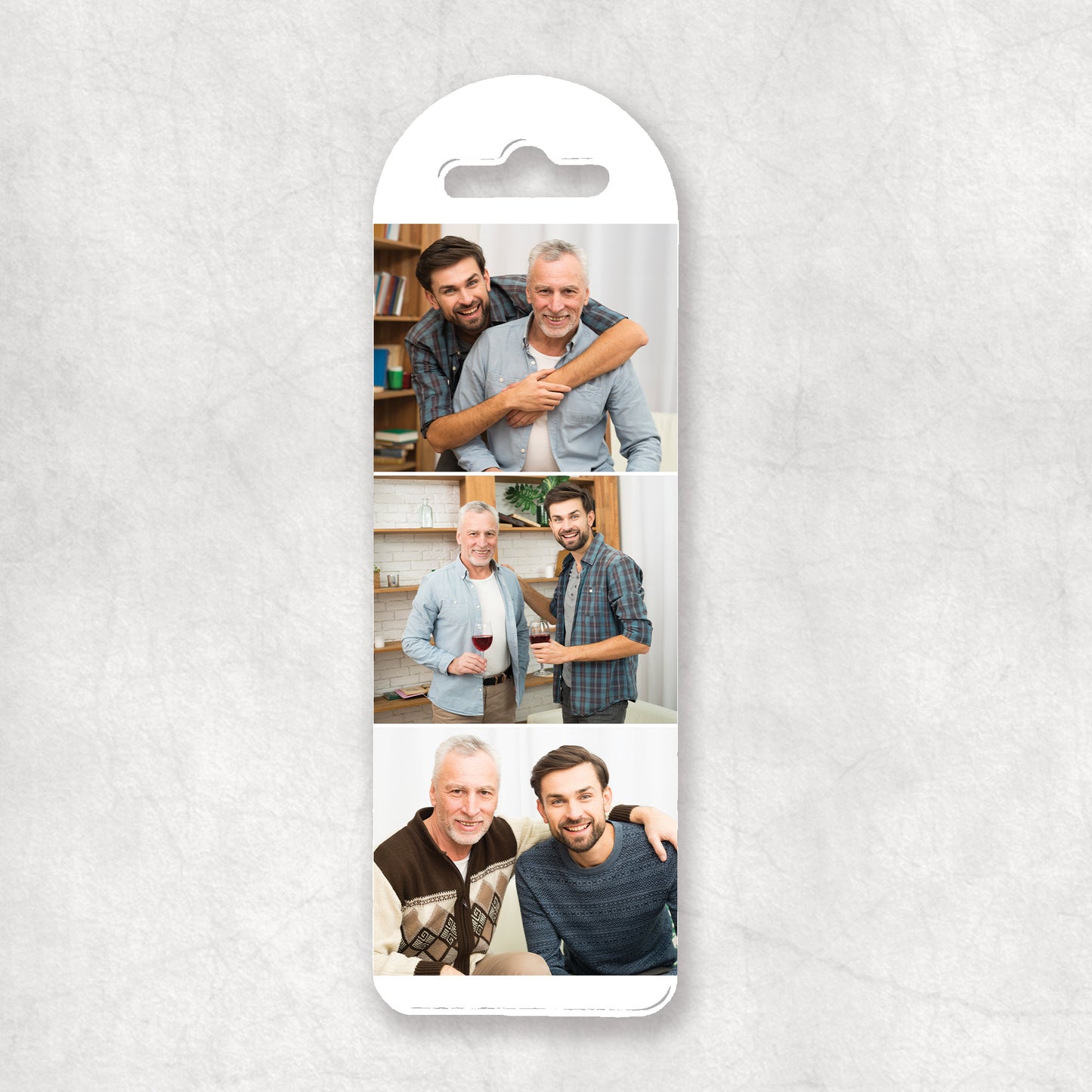 A personalized photo collage bookmark.