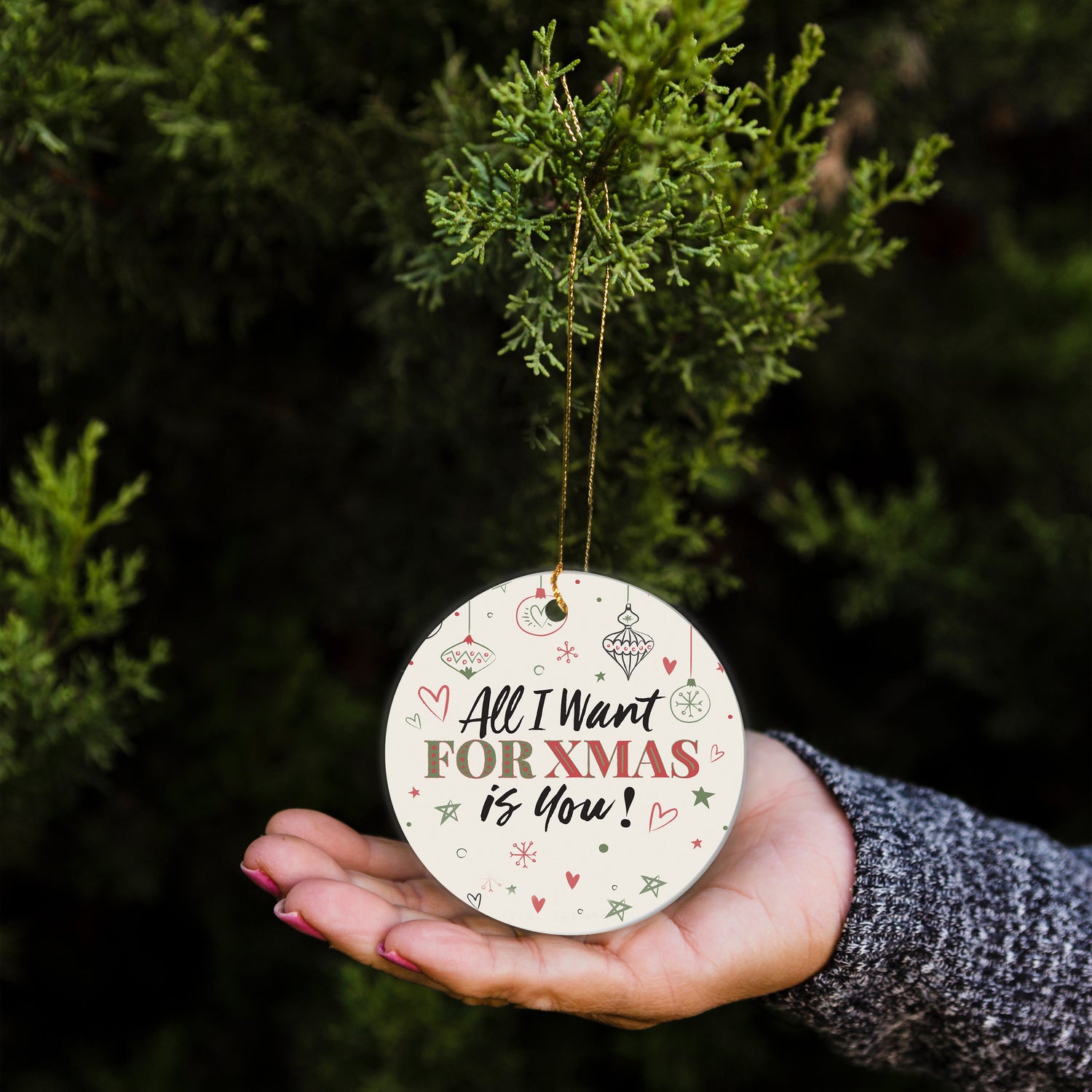 Ceramic Round Ornament | Christmas