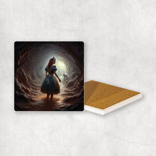Alice-inspired ceramic coaster gift for any occasion.