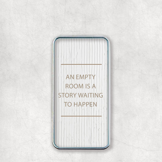 Personalised USB Electric Lighter with 'An emoty room is a story waiting to happen' text design on the back, a great gift for any occasion.