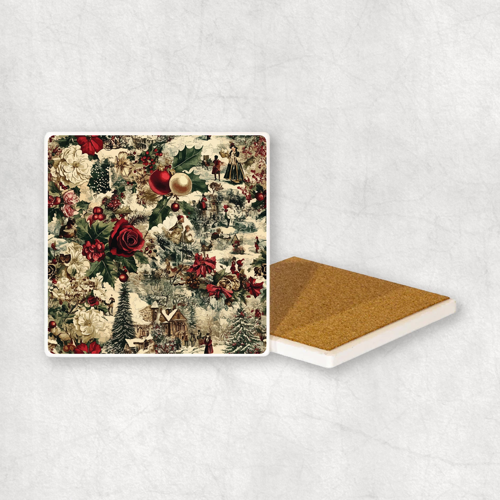 Ceramic coaster with beautif & elegent christmas design.