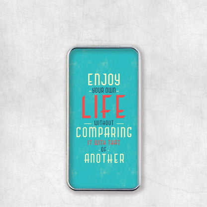 Personalised USB Electric Lighter with 'Enjoy your own Life without comparing it with that of another' text design on the back, a great gift for any occasion.
