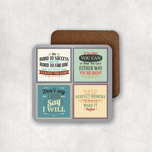 Inspiring MDF coaster with with inspiring four quotes, the perfect gift for any occasion.
