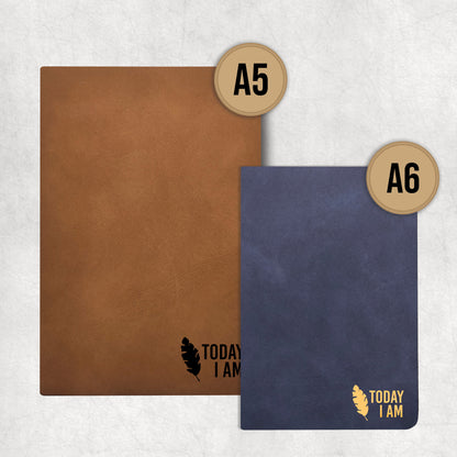 Leather notebook in A6 or A5 size, with inspirational quote, gift for friend or any occasion.