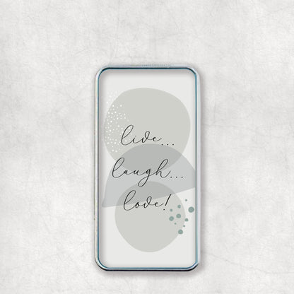 Personalised USB Electric Lighter with a 'Live, Laugh, Love!' text design on the back, a great gift for any occasion.