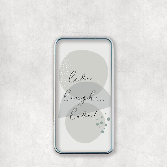 Personalised USB Electric Lighter with a 'Live, Laugh, Love!' text design on the back, a great gift for any occasion.