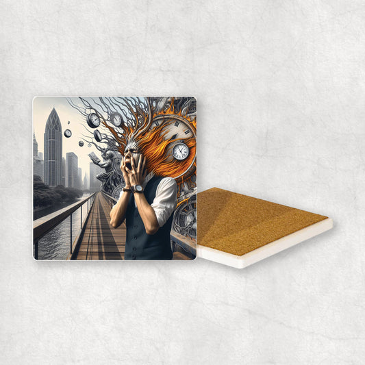 Art-themed ceramic coaster with Scream style design, an original gift for any occasion.