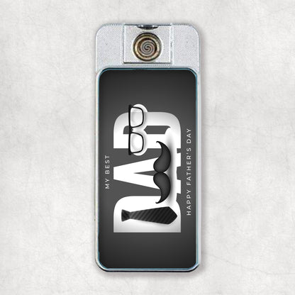 An elegant and practical, personalised USB electric lighter with a photo and "My Best Dad" design on the back.