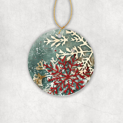 Ceramic Christmas tree round decorative ornament with snowflake Christmas design background