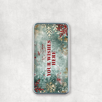 Personalised USB Lighter with photo on one side and a Christmas greetings on the other on the festive background. 