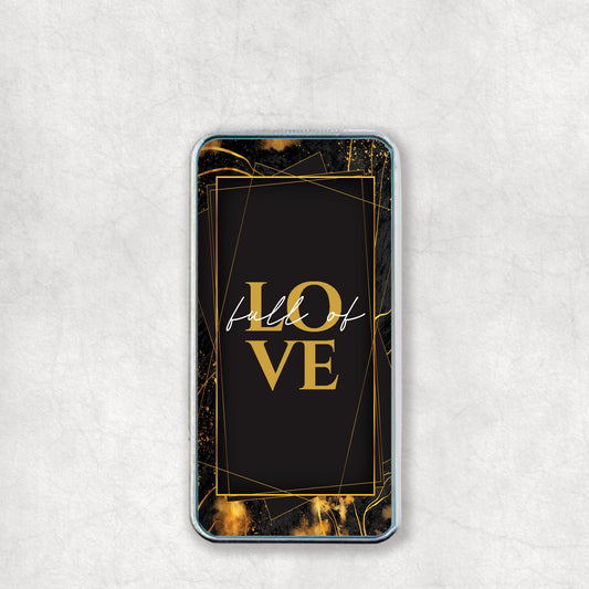 Personalised Electric USB Lighter with a photo and dark 'Full of Love' background on the back.