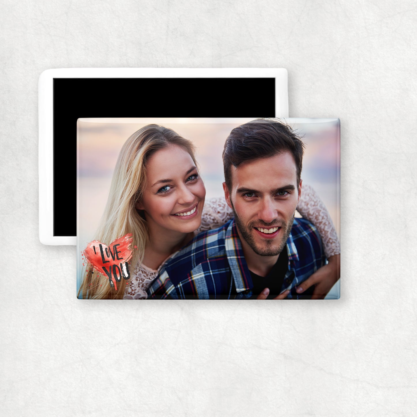 Personalised Horizontal Photo with 'I Love you' text on a heart motif