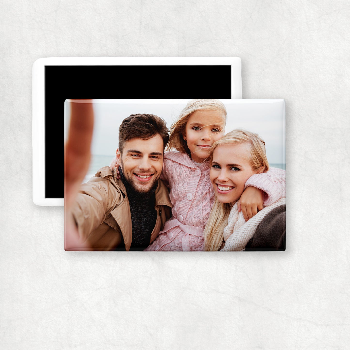 A personalised ceramic magnet with a horizontal photo print, perfect gift for any ocasion.