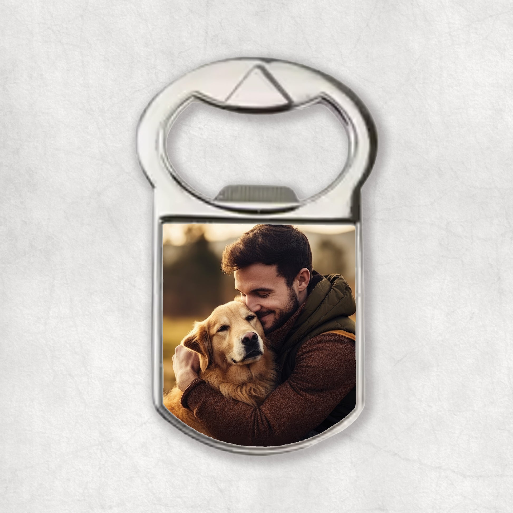 Personalised photo bottle opener magnet gift for any occasion.