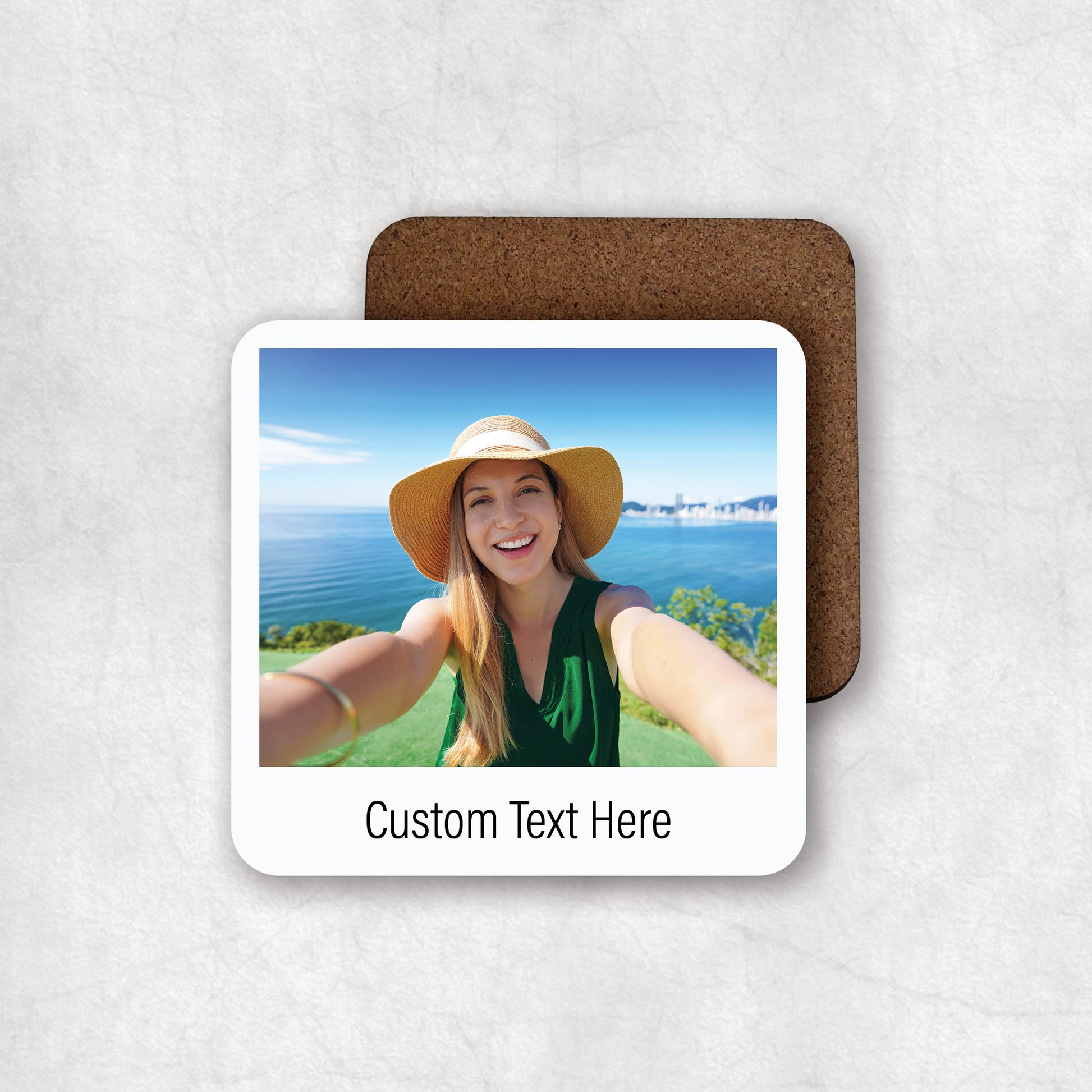 Personalised photo MDF coaster with a custom text , perfect gift for any occasion.