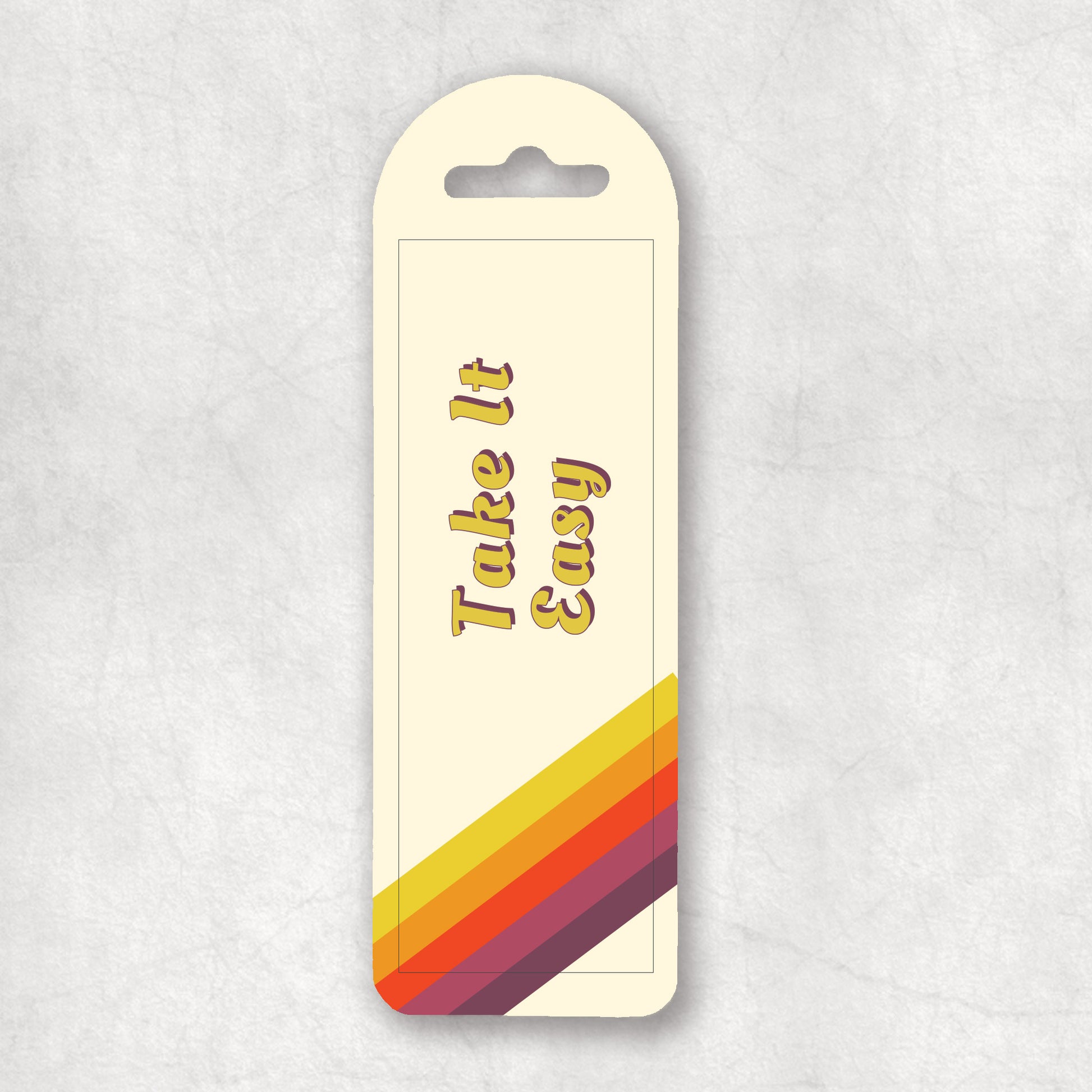 Inspiring bookmark with 'Take it Easy' text, the perfect gift for any occasion. 