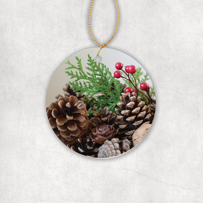 Personalised Name | Ceramic Round Ornament | Christmas