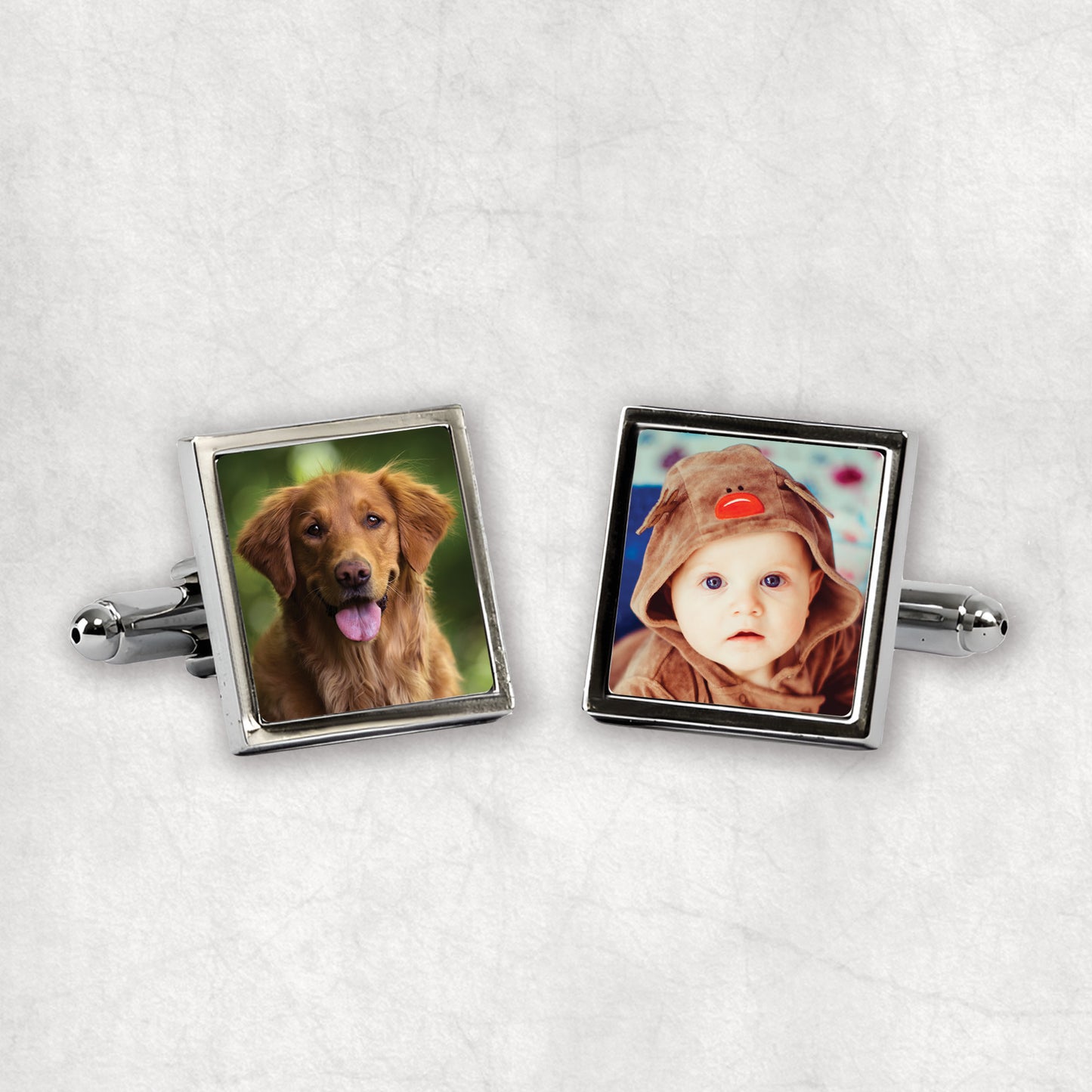 Two Personalised photo cufflinks gift for any occasion.